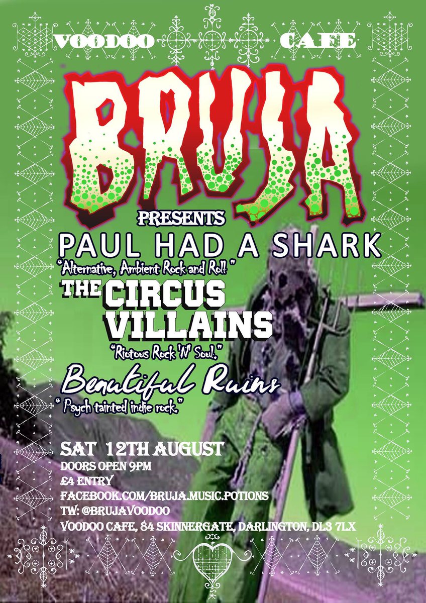 This Saturday at <a href="/voodoocafeuk/">Vesuvio Wines and Angels Cut</a> feat Paul Had A Shark, <a href="/CircusVillains/">circus villains</a> &amp; Beautiful Ruins.