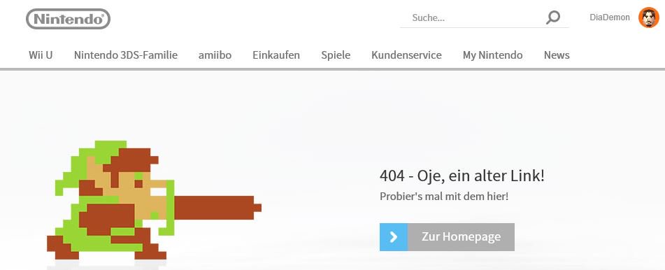 DiaAT_Marco's tweet photo. Neue Error-Seite bei Nintendo. Frag mich was aus "Oje -ein alter Link" geworden ist
#404 #DoABarrelRoll #oldLink #Nintendo https://t.co/sb7T3wQRNf