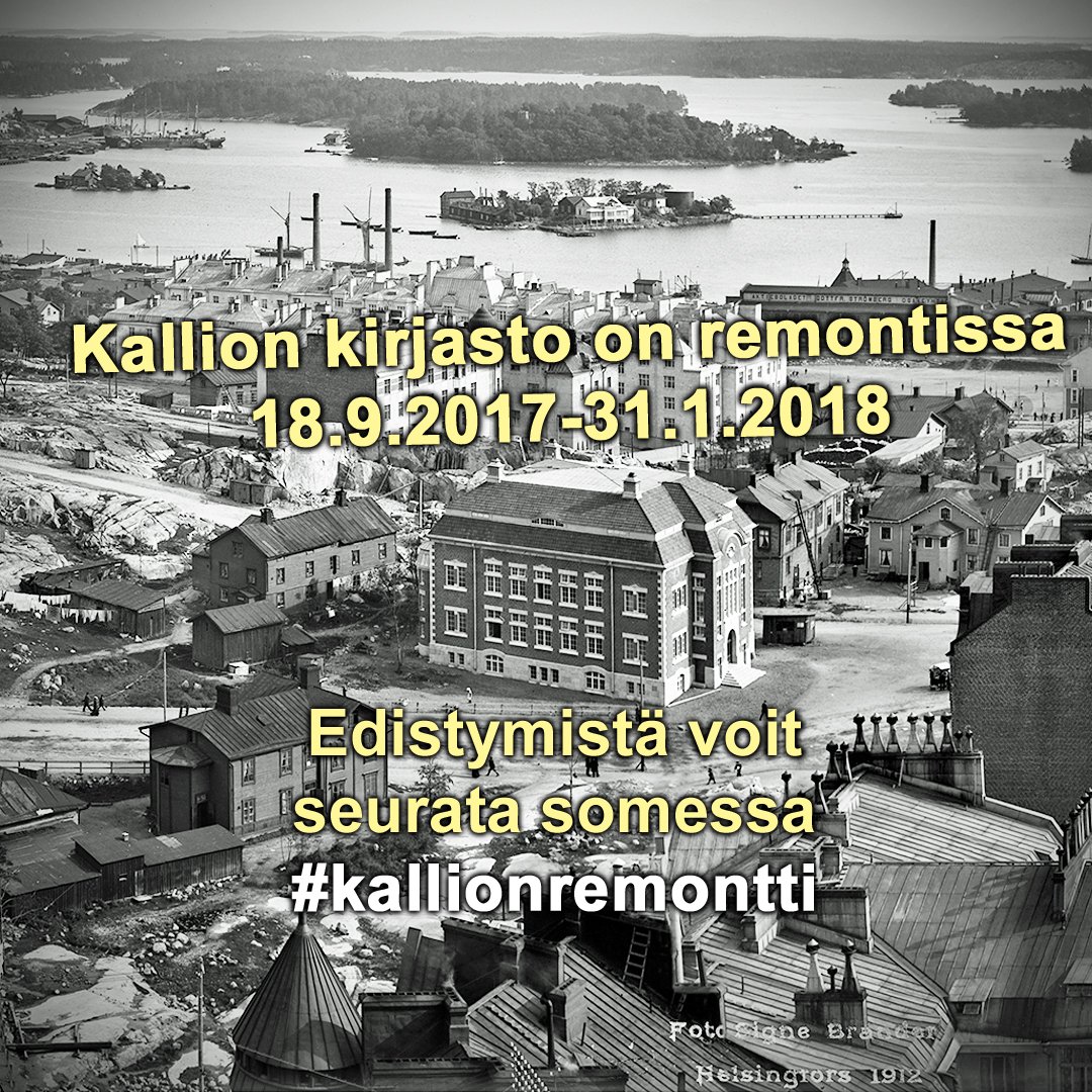 KallionKirjasto's tweet photo. #kallionremontti | #Kallio'n #kirjasto​ suljetaan remontin vuoksi neljäksi kuukaudeksi 18.9. alkaen. Lisätietoja: https://t.co/eB8RkS1bdS https://t.co/vzmHoapZRi