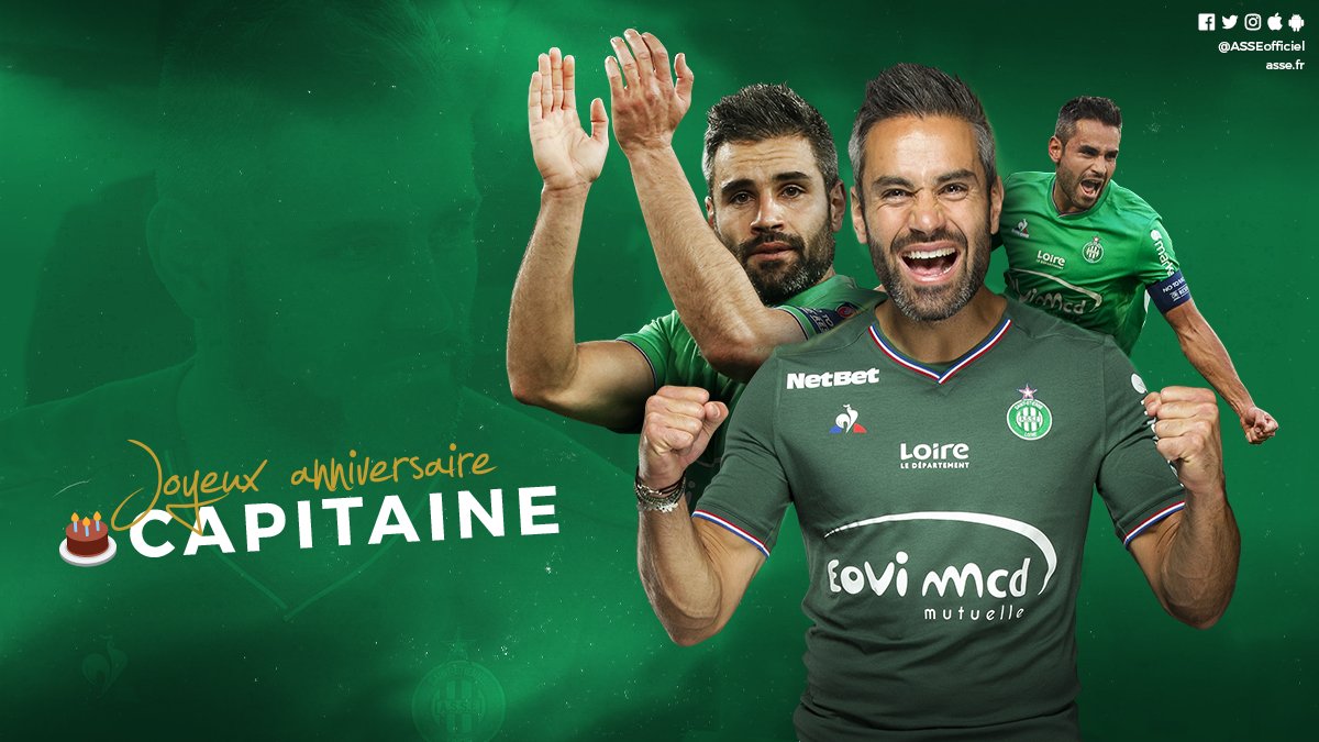ASSEofficiel's tweet photo. 🎂 Joyeux anniversaire au capitaine légendaire de l'#ASSE, ambassadeur à vie, au seul et à l'unique, Loïc #Perrin ! 💚 https://t.co/QLyYWvgh4P