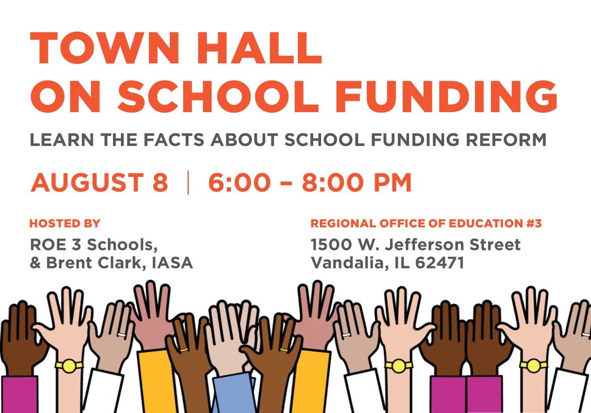 AndyManar's tweet image. Join us tomorrow night in Vandalia for a town hall meeting on school funding reform with @docclark05. We're not done w/ #SB1. #FixTheFormula