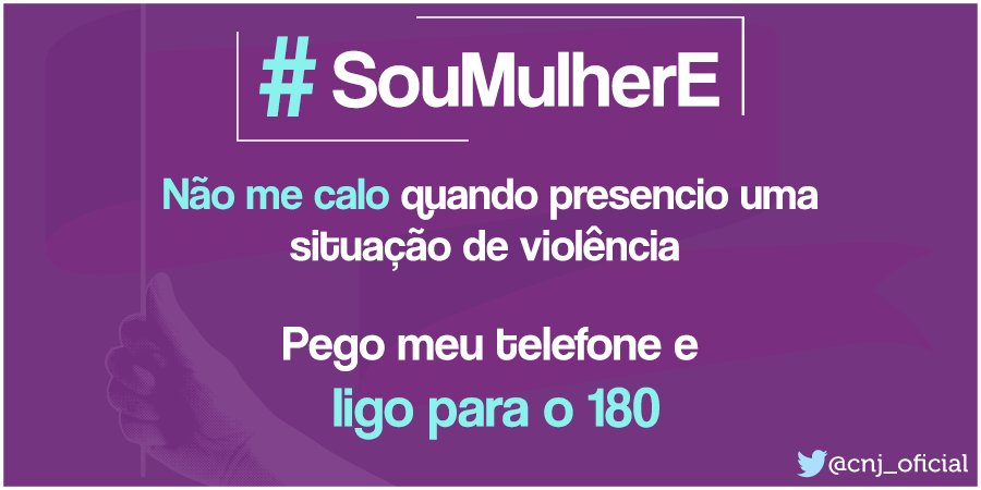 CNJ_oficial's tweet photo. Nem uma a menos! #SouMulherE faço valer a Lei Maria da Penha! Denuncie a violência, #Disque180 https://t.co/WzQtl0tSsC