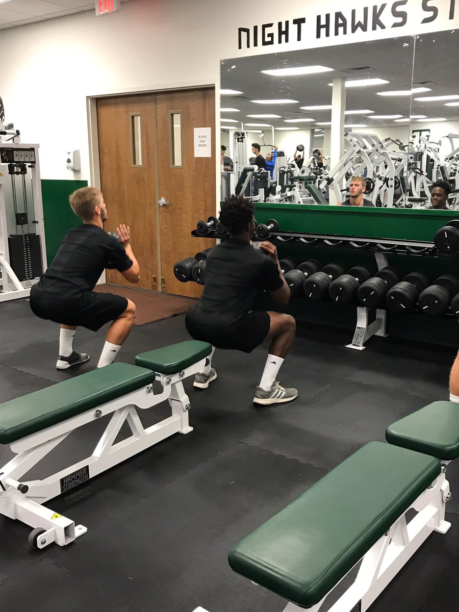 TU_StrengthDept's tweet photo. First day in the weight room for @NightHawksMSocc this morning! #LetsGo #getswole https://t.co/6Z0pFugdEr