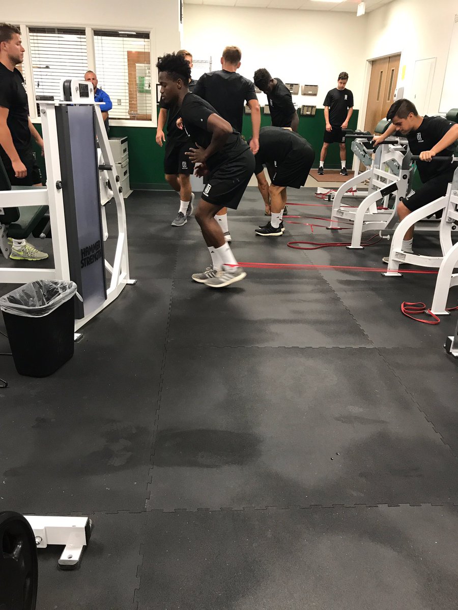 TU_StrengthDept's tweet photo. First day in the weight room for @NightHawksMSocc this morning! #LetsGo #getswole https://t.co/6Z0pFugdEr