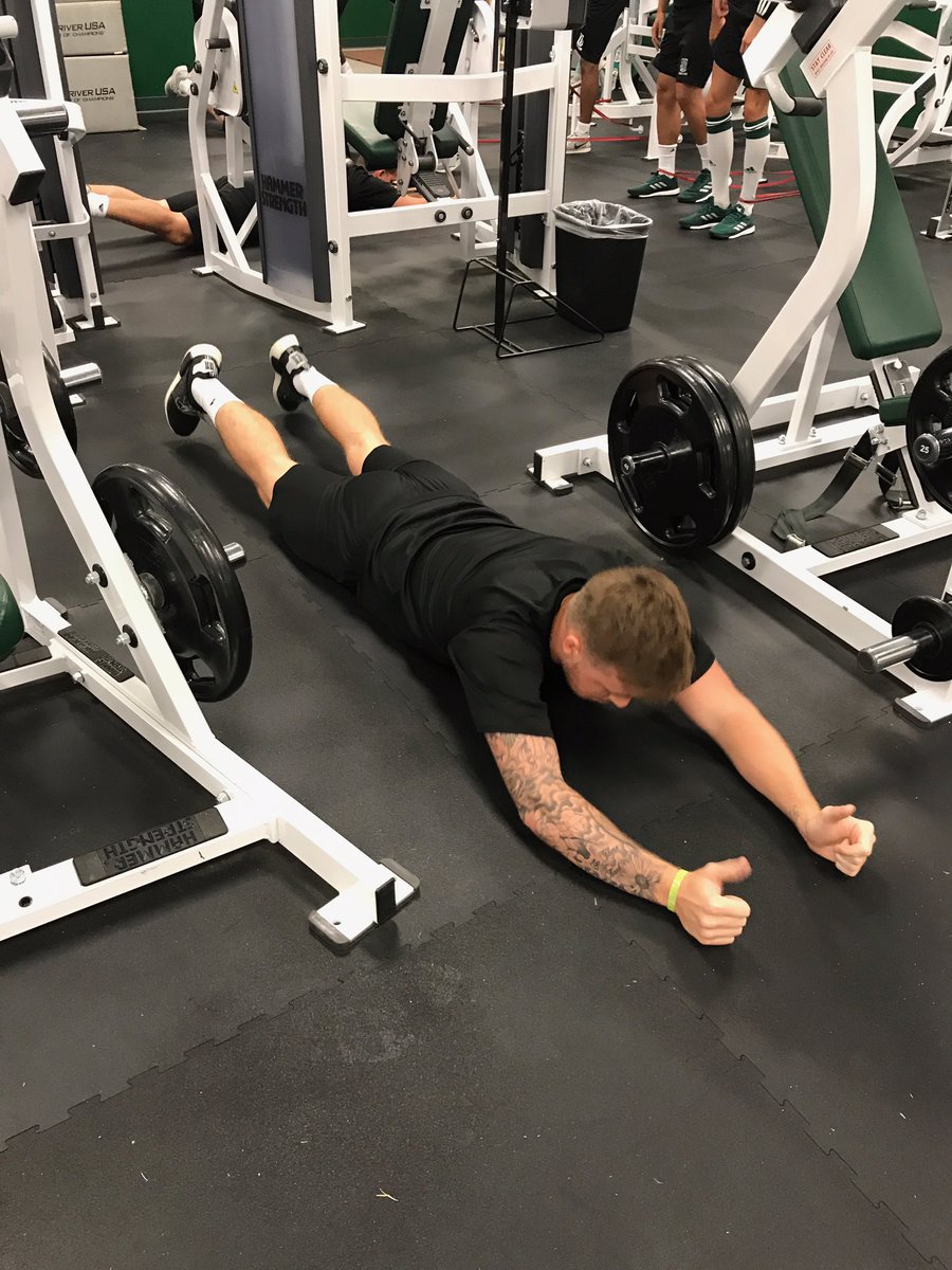 TU_StrengthDept's tweet photo. First day in the weight room for @NightHawksMSocc this morning! #LetsGo #getswole https://t.co/6Z0pFugdEr