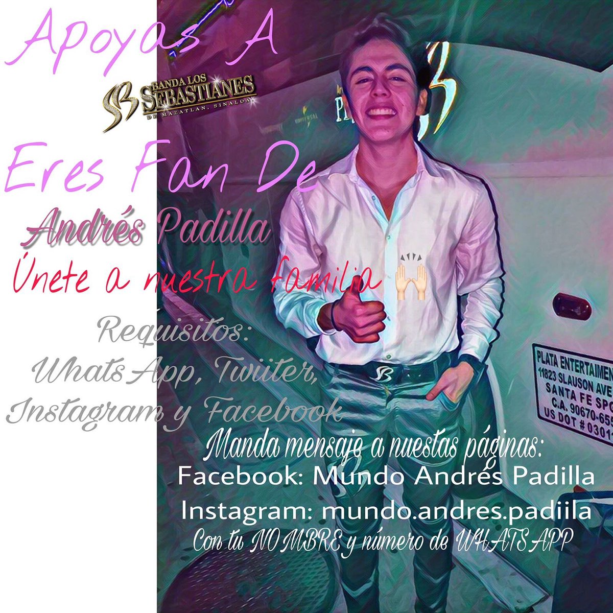 MundoAndresP's tweet photo. 💥 ÚNETE A NUESTRA FAMILIA💥🌼 Manda un mensaje 📩 a Nuestras Páginas !! #Siguenos ❤ #CDFMAP ❤ @MundoAndresP ❤👍 #AndresPadilla ❤ https://t.co/J0trMf6fUs