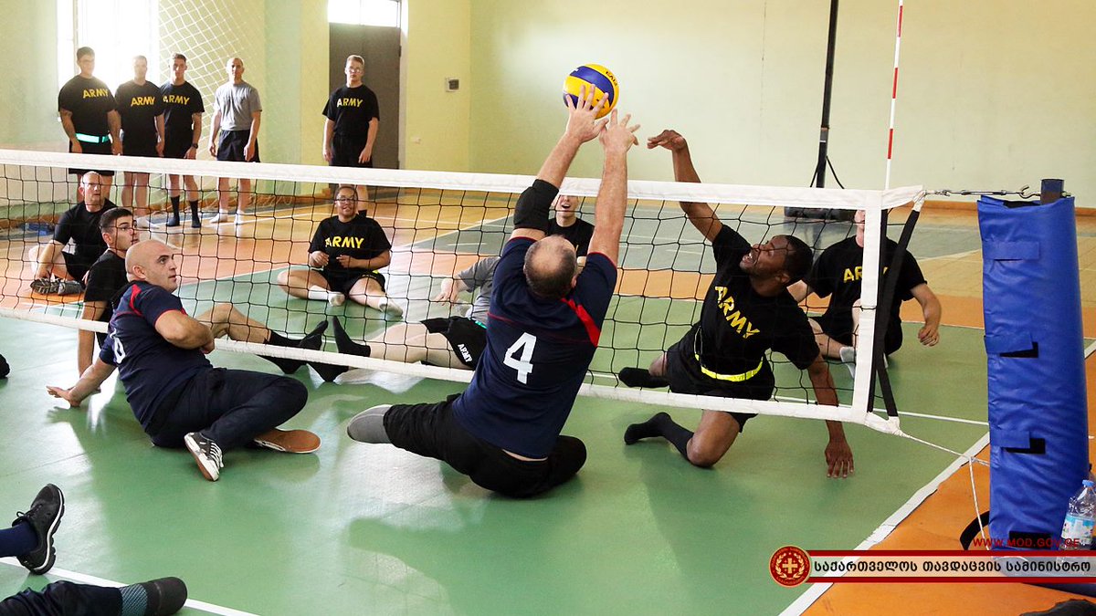 ModGovGe's tweet photo. Sports events during #NoblePartner exercise 
Participants enjoyed the match w/ GE wounded solders in sitting volleyball @WeAreInvictus https://t.co/VGMhbRRvmc