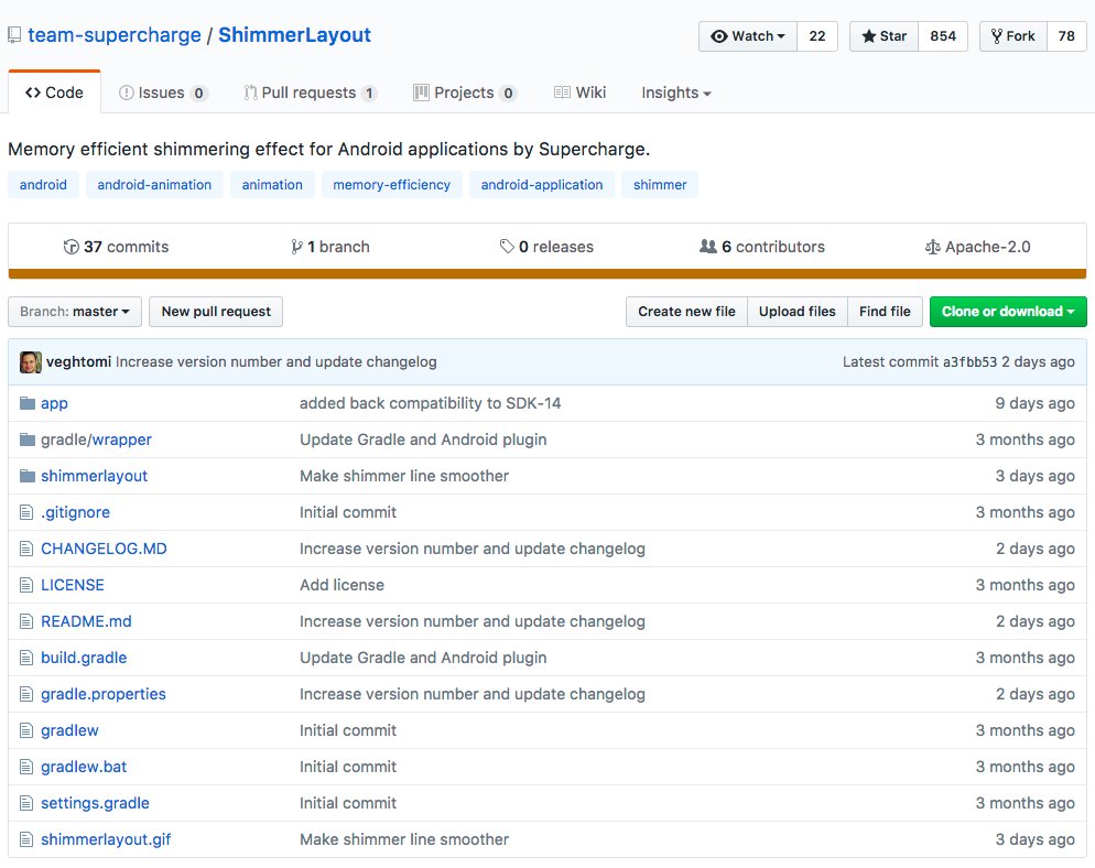 TeamSupercharge's tweet photo. One of our recent OpenSource projects, ShimmerLayout is getting a lot of attention on Github.. ;)  https://t.co/r6iXDrKnNa https://t.co/Lj1GUGp7rn