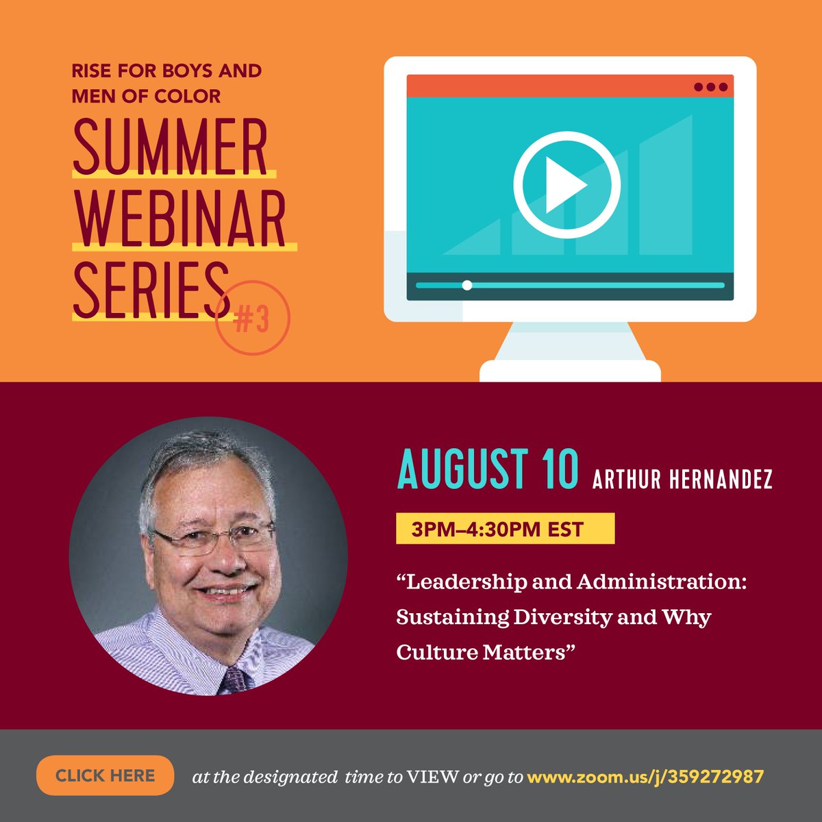 risebmoc's tweet photo. Join us this Thursday (8/10), at 3pm EDT for a webinar with Dr. Arthur E. Hernandez: https://t.co/joQKeRZNGi https://t.co/WwNh4jDjO0