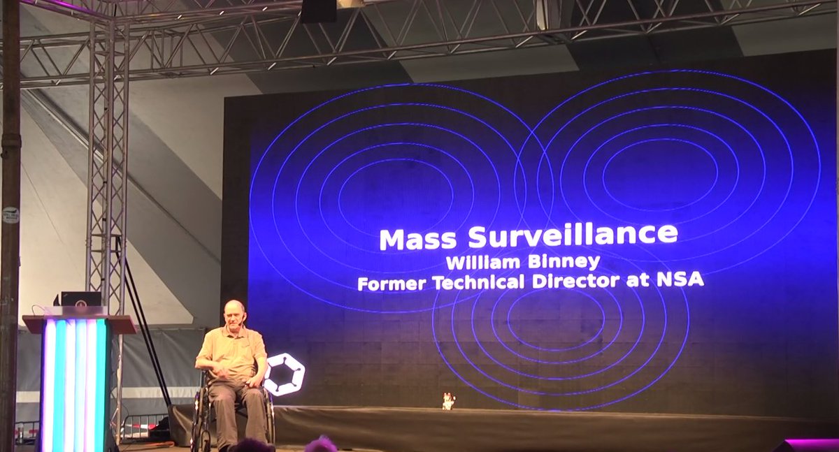 x0rz's tweet photo. "How the NSA tracks you" by William Binney, former NSA &amp; whistleblower https://t.co/3HAjcwUW2F (video) #SHA2017 https://t.co/q3lbQkzyu4