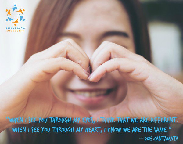 DiversityUS's tweet photo. There is always more clarity when we see and lead from the heart. Happy Monday, friends! #EmbracingDiversity #MulticulturalLiving https://t.co/tg7RwU3r8E