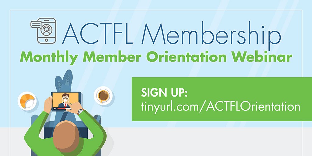 actfl's tweet photo. Are you getting the most out of your ACTFL membership? Find out by attending our monthly membership webinar. https://t.co/51ouYNZiQ8 https://t.co/YzgKoGG505