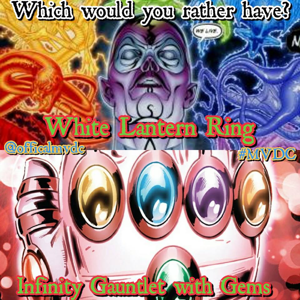 ComicCrusaders's tweet photo. #WhichWouldYouRatherHave? White Lantern Ring or Infinity Gauntlet with Gems? #comics https://t.co/RkDj9Mr6DX