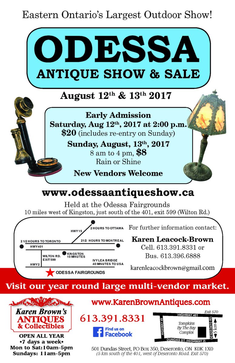 Early reminder for the Odessa Antique Show on August 12 &amp; 13. Eastern Ontario's largest outdoor show! ow.ly/cBme30eb0DT
