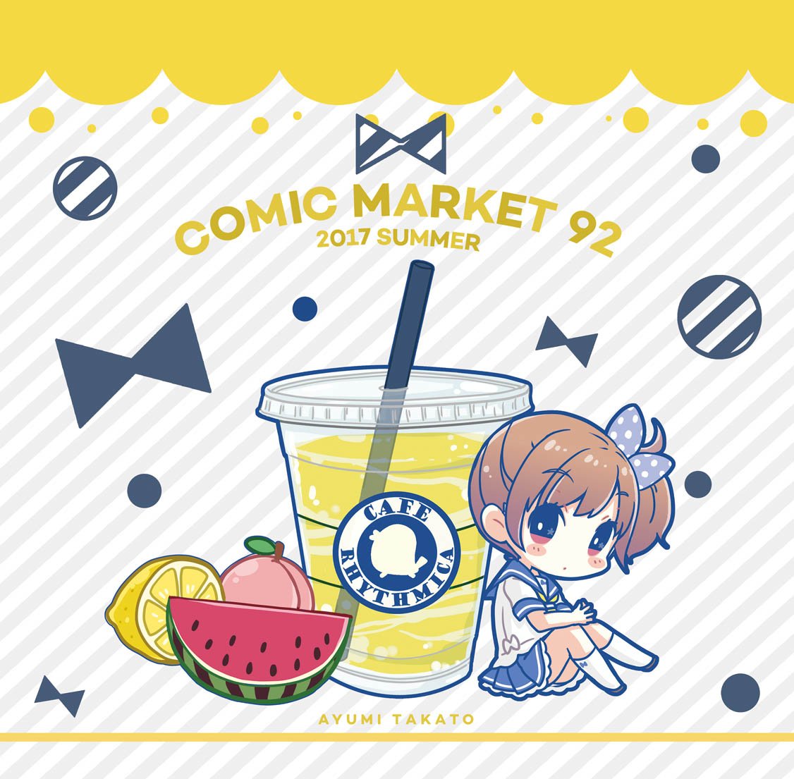 ayuminmin_'s tweet photo. 【お知らせ】コミックマーケット92の公式紙袋(小)のイラストを担当させていただきました。表裏と絵柄が違います！夏らしく楽しい感じに描けたと思いますので会場でぜひ実物を見てください～（＾v＾　詳細はこちらからどうぞ→　https://t.co/HK5HkIs4C2 https://t.co/vgbWJTrZxQ