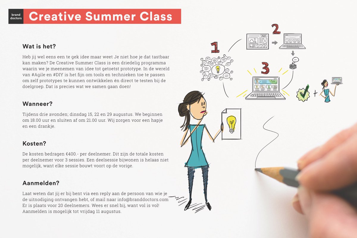 Branddoctors's tweet photo. Zelf gevalideerde prototypes leren maken? Kom naar de branddoctors Creative Summer Class #marketing #communicatie #diy #prototype https://t.co/xCWll6Rwcf