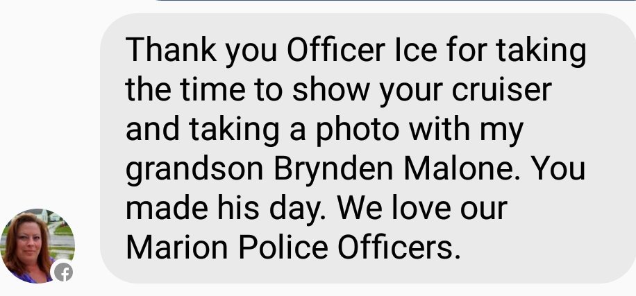 marion_police's tweet photo. Thanks for sharing Carla! #PositiveMPACT #MarionProuD https://t.co/3gX99LlS2R