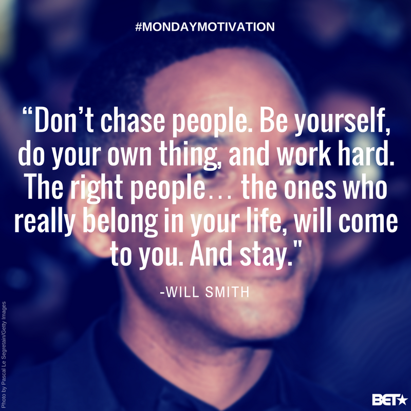BET's tweet photo. Let Will Smith drop this nugget of knowledge into your life. #MondayMotivation https://t.co/5ygFqCH8Uu