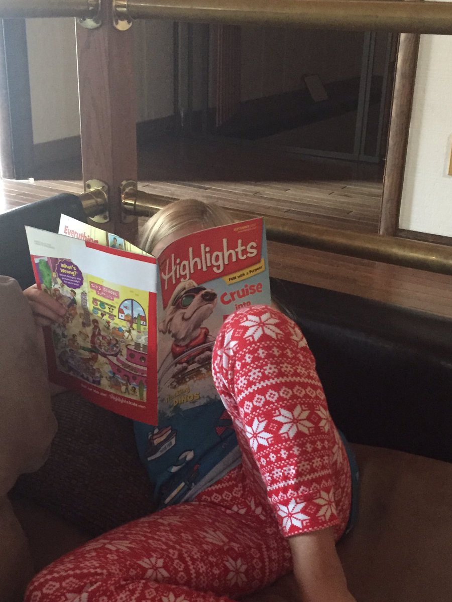 SwedbergsRead's tweet photo. Reading takes us to the couch on vacation #HighlightsMagazine #LakeMichigan #BeebeReads https://t.co/BsLKsmGETr