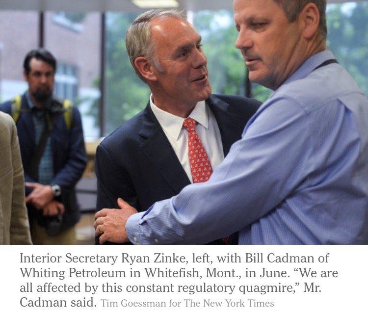 ReadingThePix's tweet photo. Trump’s #InteriorSec, #Zinke, in the arms of industry. Literally. https://t.co/vD1gP2Y8fk https://t.co/jGGiwGaxAc