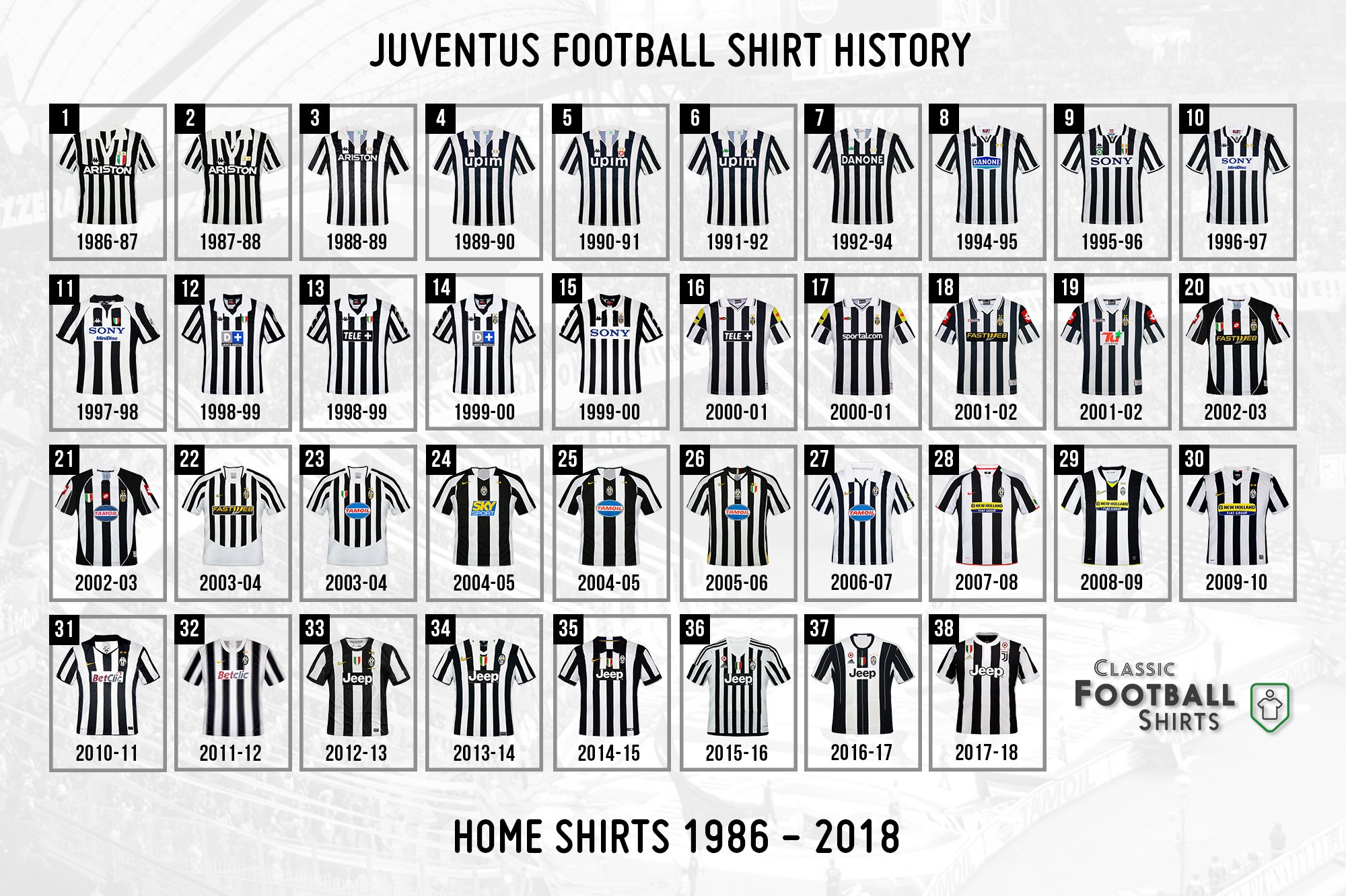 Juventus old football shirts sales