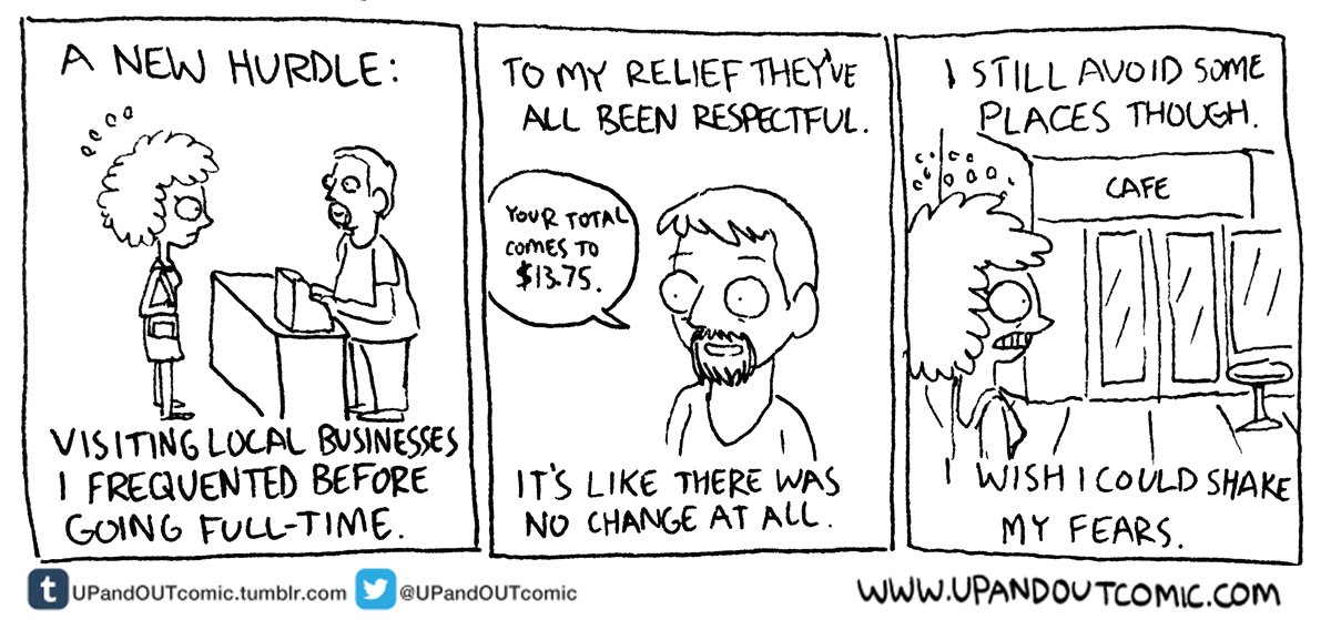 It's OK to feel afraid sometimes 💙💗💙 We're here to support you 24/7 at 866.488.7386 🌈 [ art by <a href="/upandoutcomic/">Julia Kaye, prettiest girl in the world 🏳️‍⚧️</a> ] #lgbtq+ #trans
