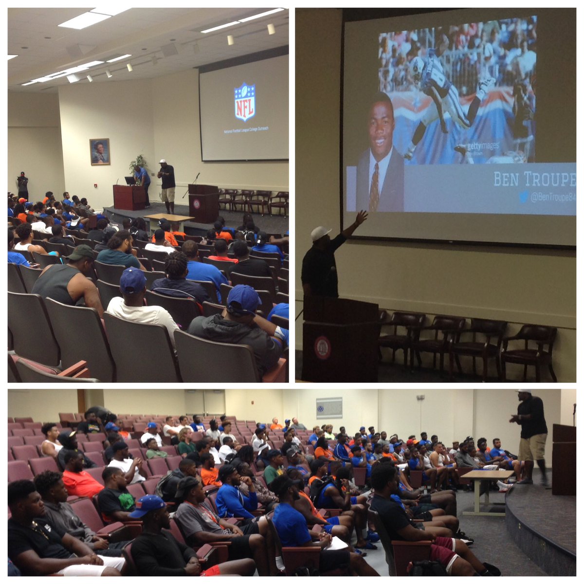 SavStateTigers's tweet photo. FB: Former NFL player @BenTroupe84 came to campus today to speak to the football team. #ClawDown #HailSSU #MEACFB https://t.co/zl4zuKSMrY
