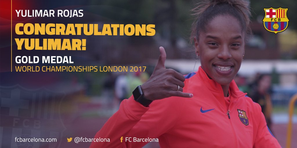 🥇 La atleta del FC Barcelona, Yulimar Rojas, campeona del mundo de triple salto en el Mundial de Londres 👏👏 Muchas felicidades! 👏👏
