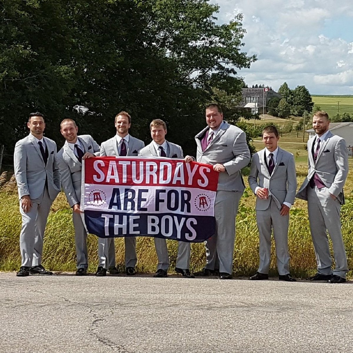 PatSoucy89's tweet photo. My honor to be best man to boy steve....but let's not forget that #SaturdaysAreForTheBoys https://t.co/5HFYdmhgFx