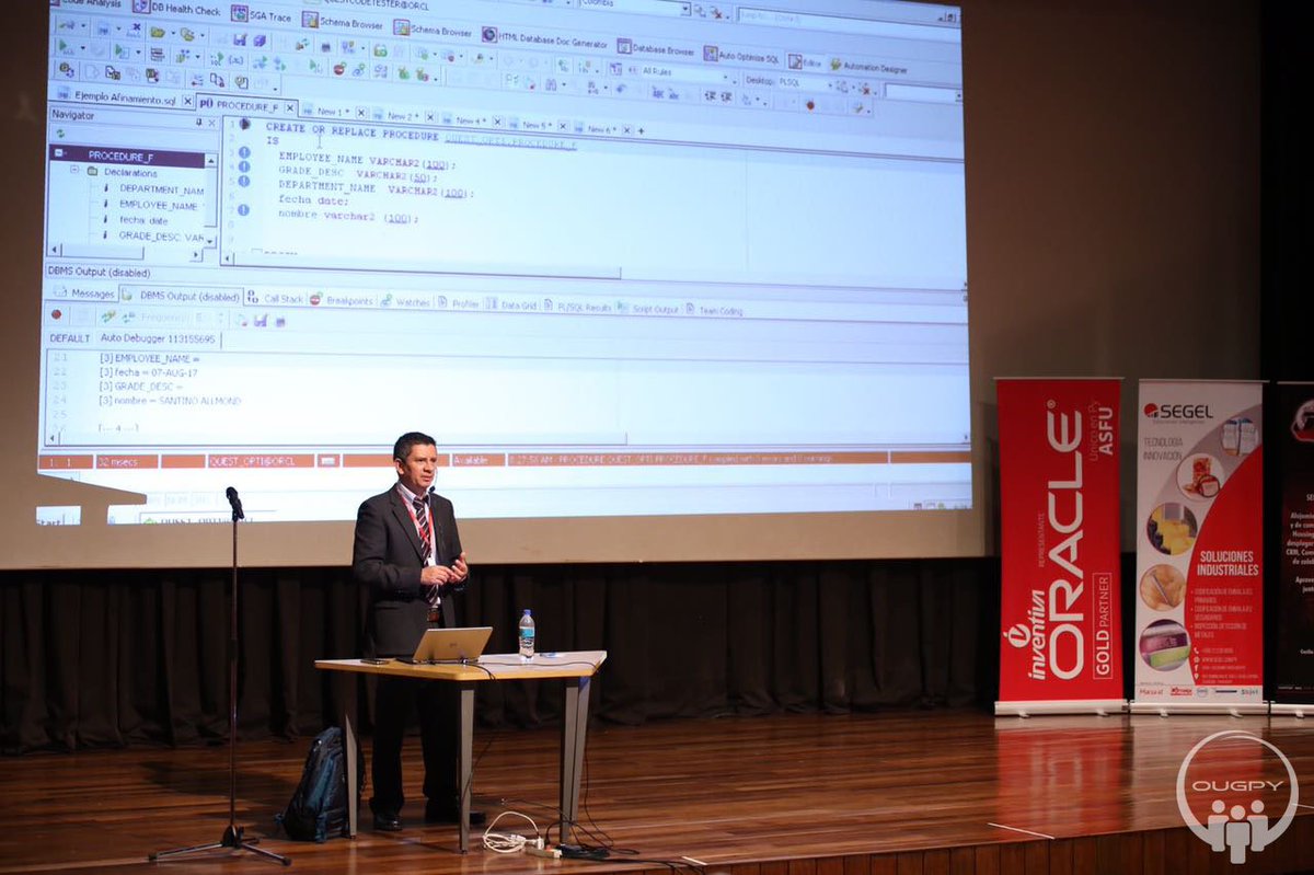 ougpy's tweet photo. Soluciones a Problemas comunes en Bases de Datos Oracle presentado por @Quest 
#OTNLAD2017 #OTNtourPy https://t.co/ZhlNrG1Yaz