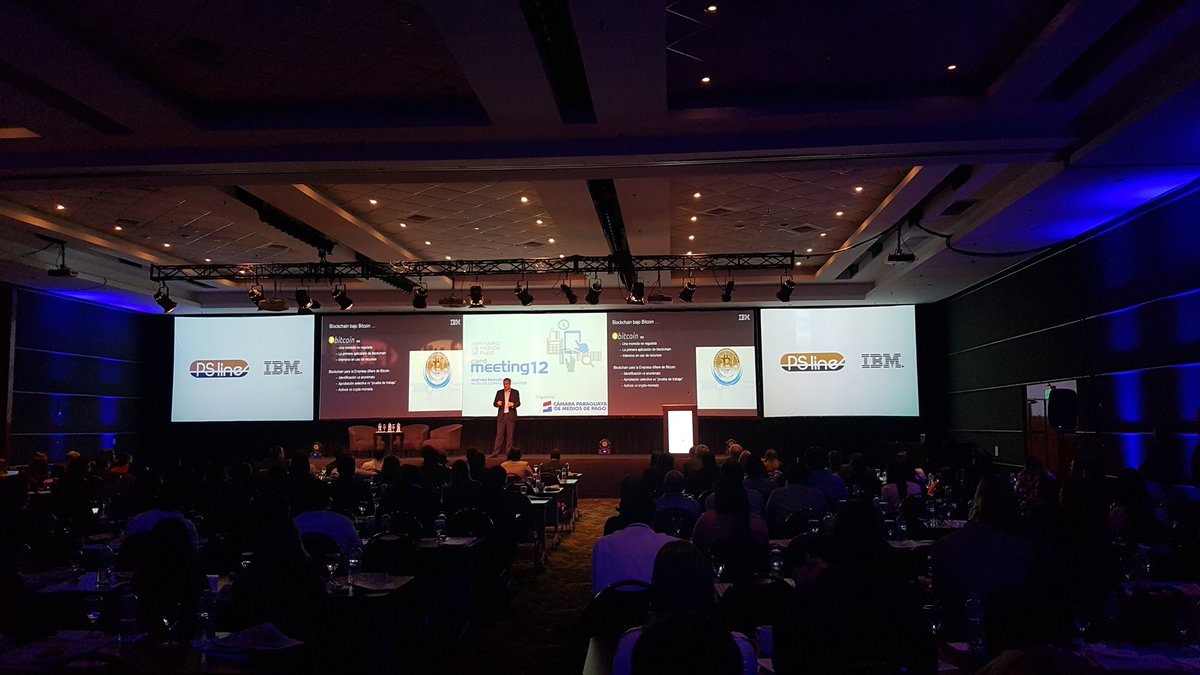 cgomezpy's tweet photo. @GonzaloBoix #cardmeeting12 #psline #ibm #blockchain exponiendo en Asunción https://t.co/v9Pj58mL0r