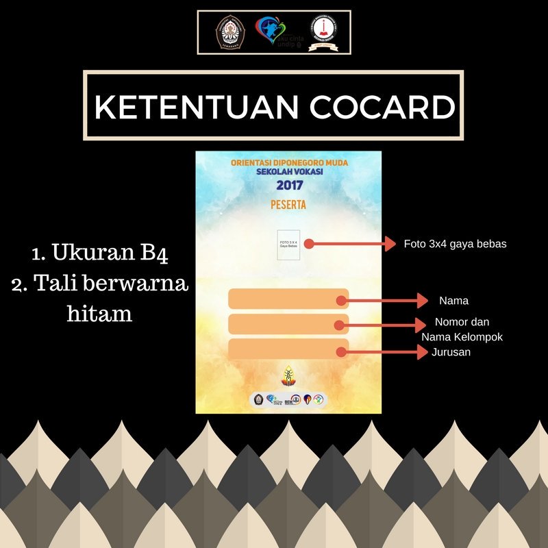 Berikut adalah ketentuan cocard PMB Keuangan Daerah, Sekolah Vokasi, Undip 2017 
#INKRE2017
#KeuanganDaerah
#PMBKeuanganDaerah