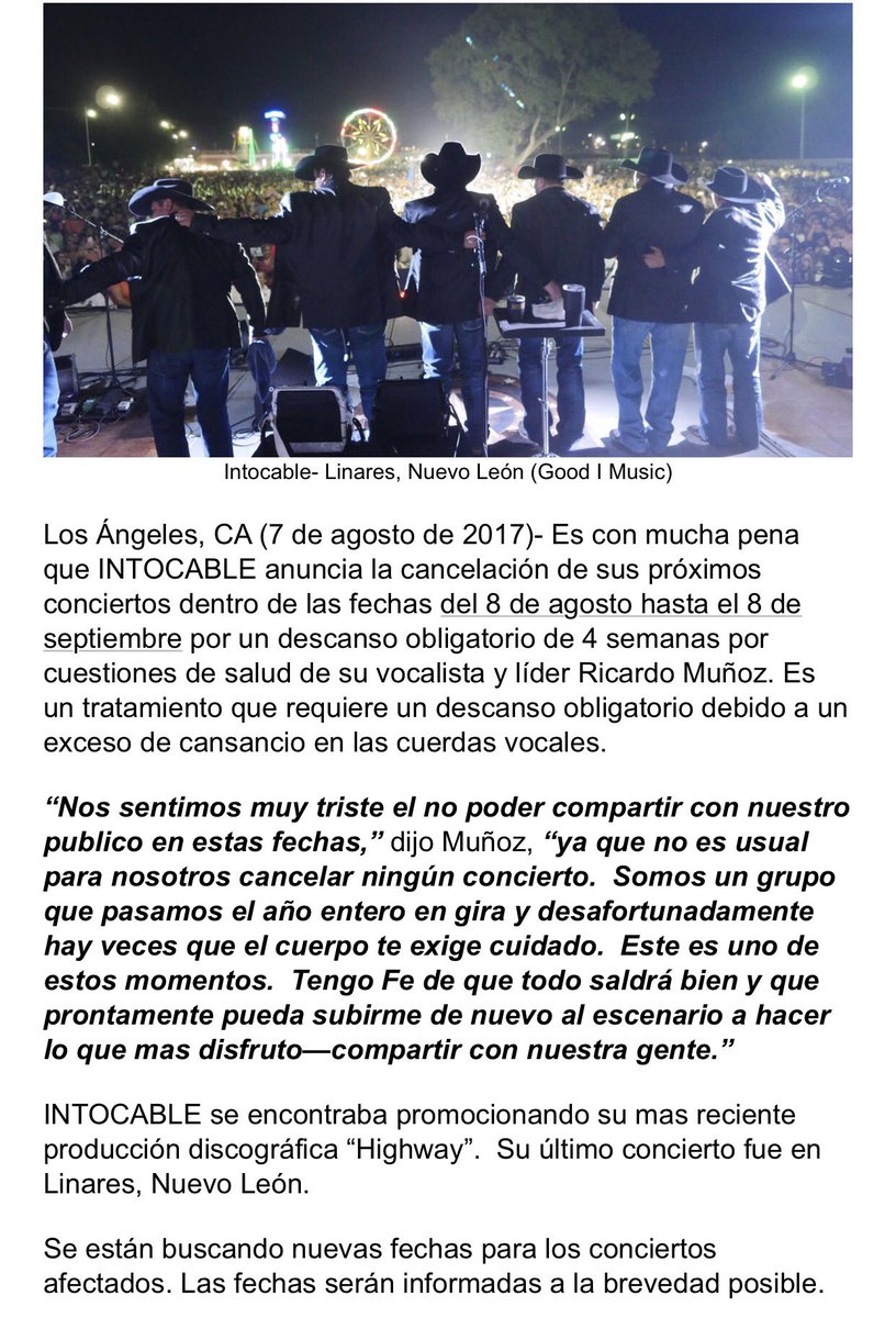 Comunicado oficial <a href="/grupointocable/">Grupo Intocable</a>