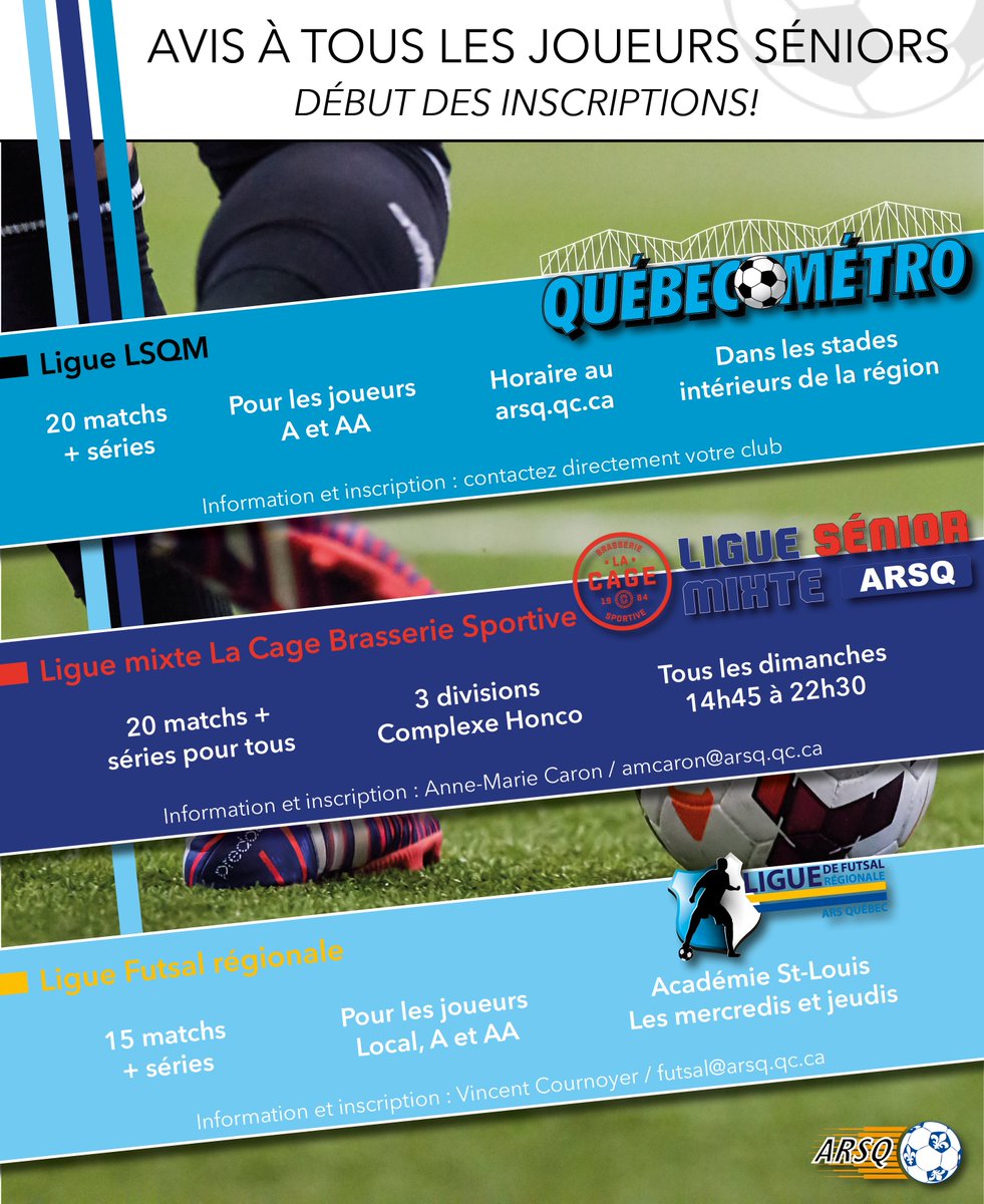 Joueurs séniors ; c'est le temps de vous inscrire!