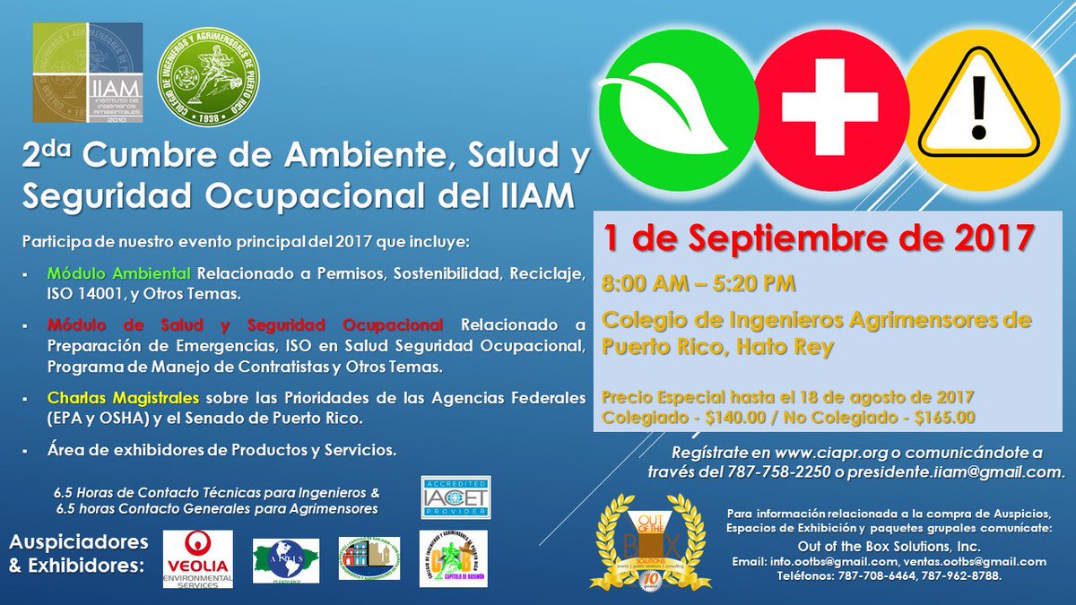 iiampr's tweet photo. Les invitamos a Nuestro Evento Principal del Año La 2da Cumbre de Ambiente Salud y Seguridad Ocupacional del IIAM el próximo 1 de septiembre https://t.co/9pK4nkGdJw
