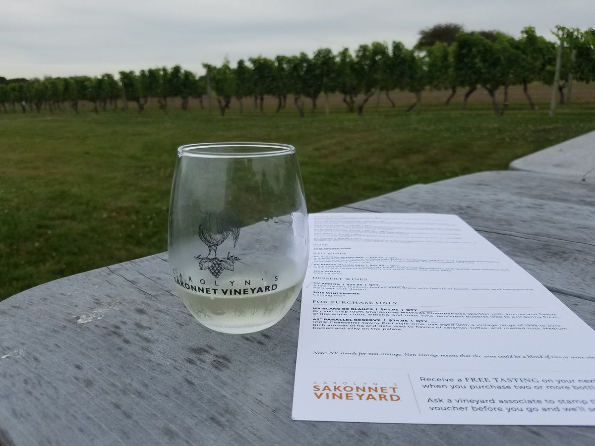 BrightSide_RI's tweet photo. First stop on the #RI booze tour today: Carolyn's Sakonnet Vineyard in Little Compton. Really nice Gewurtraminer! https://t.co/BJwj1oOOiq