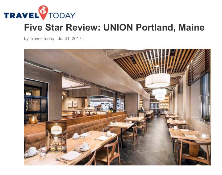 "Five Star Review: UNION restaurant, Portland, Maine" on <a href="/TravelTodayTV/">Travel Today</a> 

traveltoday.tv/2017/07/31/fiv…