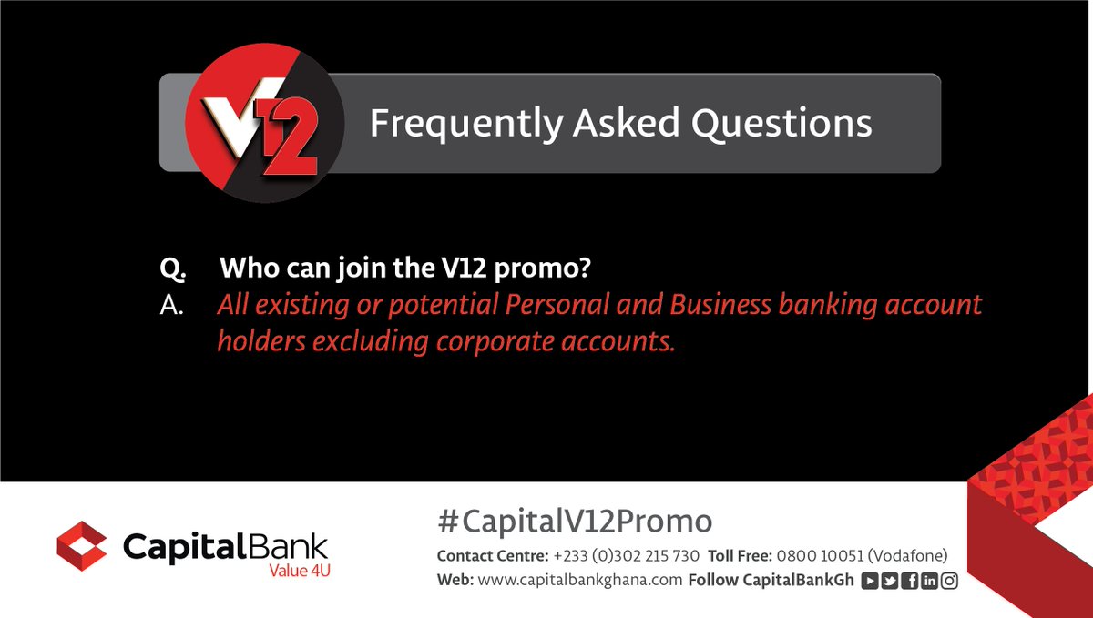 GCBBankPLC's tweet photo. Today on the #V12Train, we would like to respond to a Frequently Asked Question:
***Who can join the #V12Promo?***
See image for answer:ππΎ https://t.co/aBc1a9GyXB