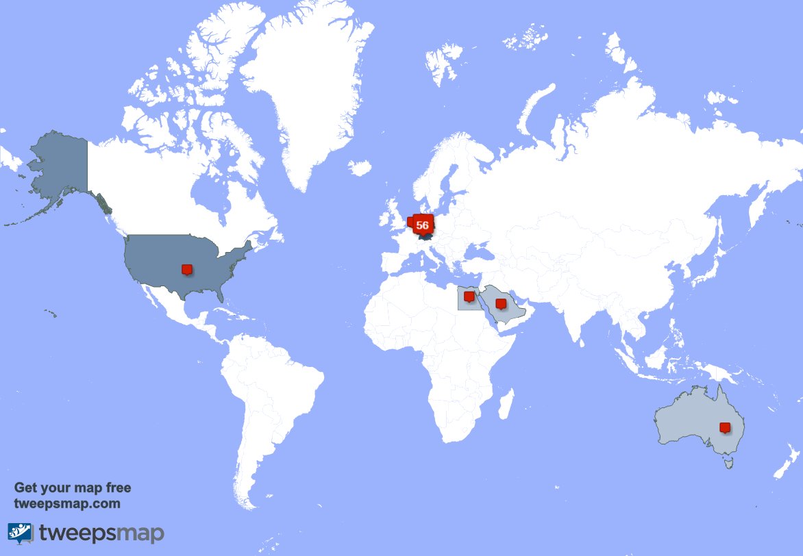 JorgosI's tweet image. My followers are in Germany(55%), USA(18%)... Get your map too: tweepsmap.com/!JorgosI