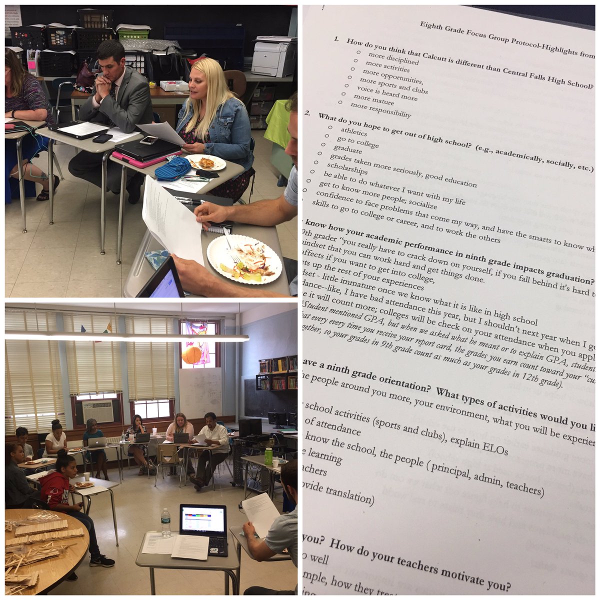 EddaCarmadello's tweet image. .@CFSchoolsRI teachers and students examining focus group results to develop 9th grade academy #fusearchitect @HighlanderInst @CFDragon