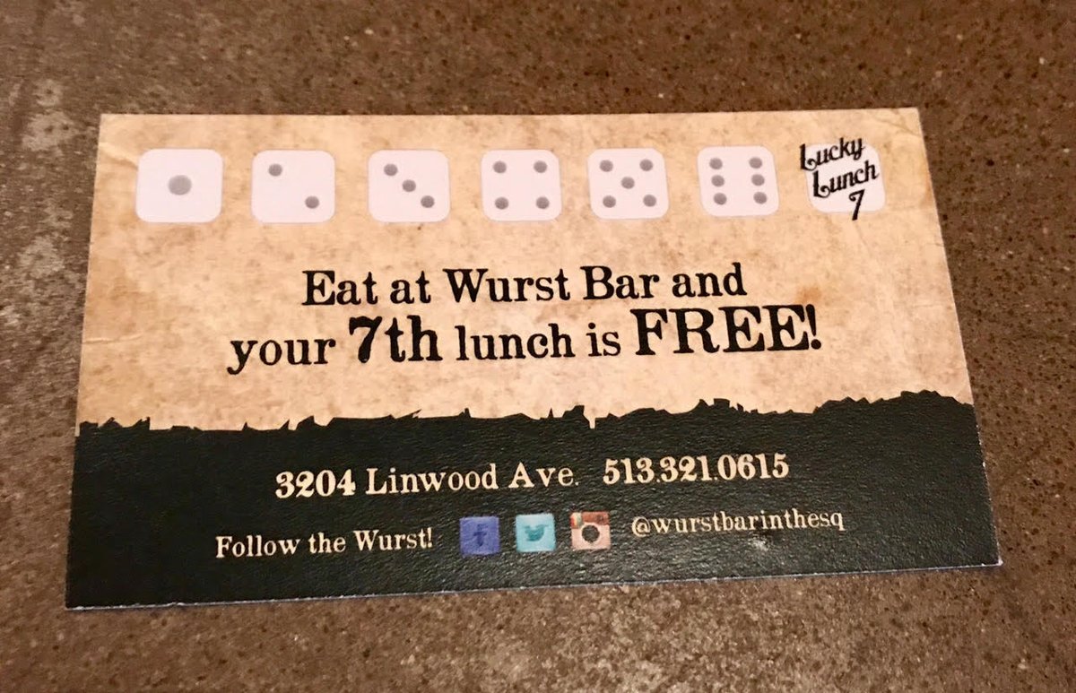 Get lucky right here in the square! #lunchwithus #theWurst #mtlookoutsquare #luckynumber7