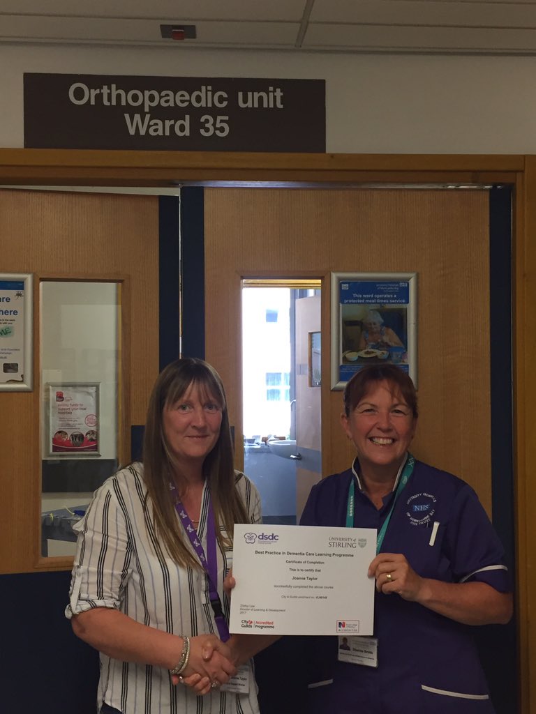 SueCalvert5's tweet photo. Very proud ward manager, well done Mandy &amp; Jo on completing your Stirling Dementia course https://t.co/sepGBKsub8