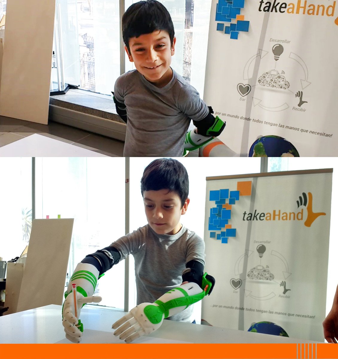 itakeahand's tweet photo. #FelizLunes #FelizDiaDelNino 18 meses desarrollando con Alex, multiplicador de sonrisas, siempre sorprendiendo #protesis #takeaHand https://t.co/PmWOFP7Ycd