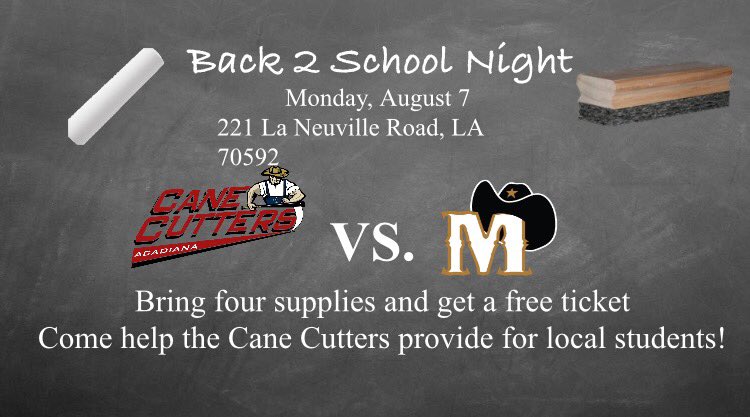 CaneCuttersBB's tweet photo. Fans, tonight's the regular season finale and Back 2 School Night, so come on out to Fabacher Field! https://t.co/xa0sNZCLkU