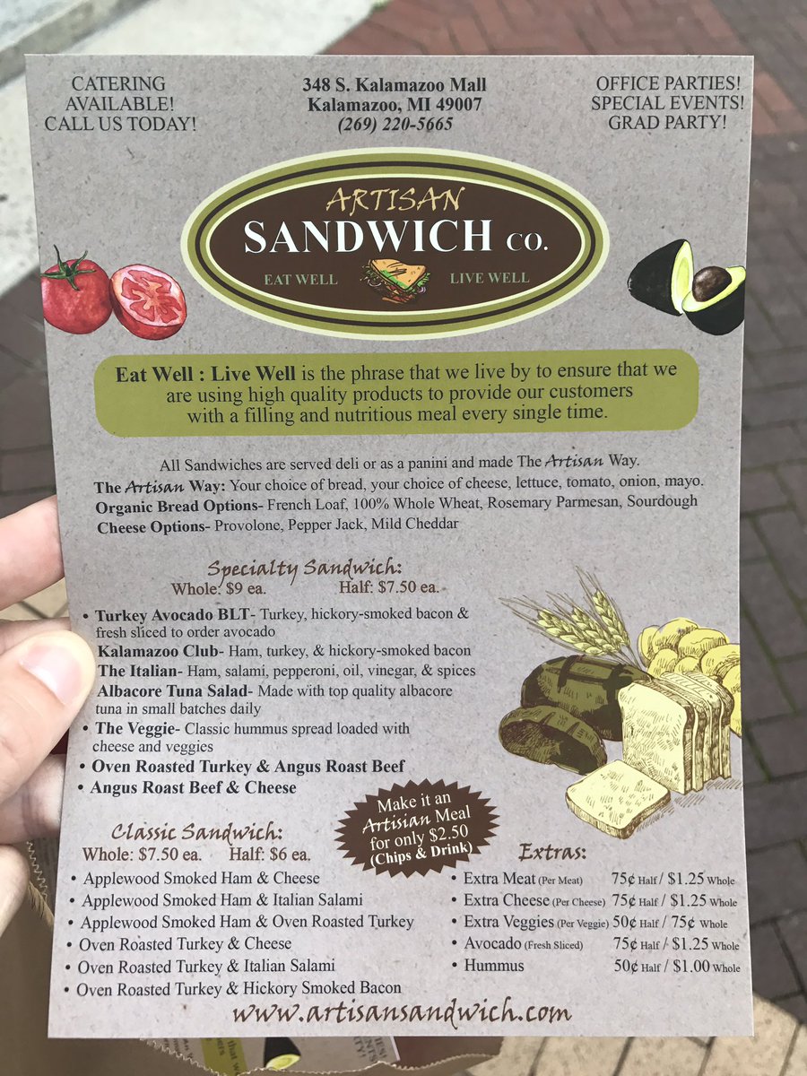 Andrew_Haan's tweet photo. Excited to have another lunch option in @DwntwnKalamazoo. Welcome to Artisan Sandwich Co.! https://t.co/uhclXgXBAe
