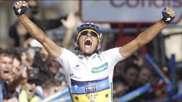 Admiración,respeto,guerrero,luchador,espectáculo,rival,querido..eso y mucho más. Siempre serás <a href="/albertocontador/">Alberto Contador</a> leyenda viva!!
Gracias
