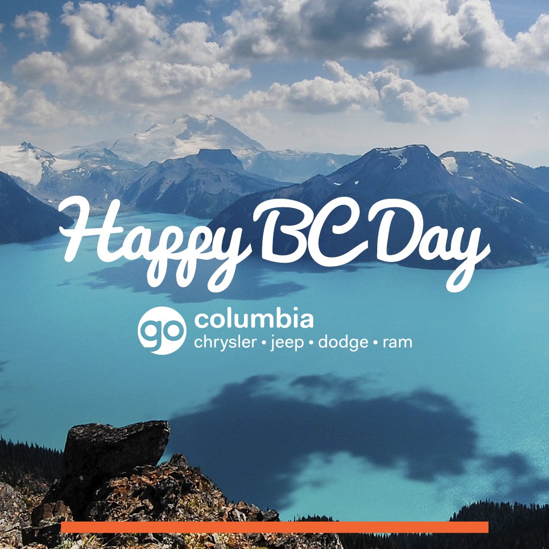 ColumbiaChrysle's tweet image. Happy BC Day, everybody! We hope you and your loved ones are enjoying the long weekend. #BClongweekend #longweekend #ColumbiaChrysler