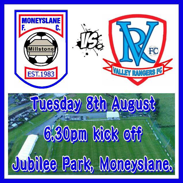 Tomorrow night sees Moneyslane take on <a href="/VRFCNews/">Valley Rangers fc</a> in what should be a tough game for both sides!! 🔵⚪️❤️💙#BAWA