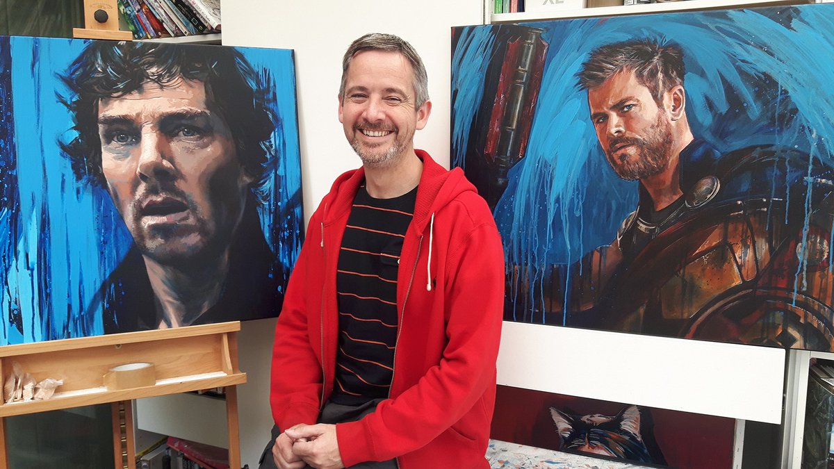 Artypt's tweet image. #sthelenshour My painting of Chris Hemsworth, "Thor Ragnarok" 28"x36" #painting #sthelens #ThorRagnarok #Thor #Marvel #AvengersInfinityWar