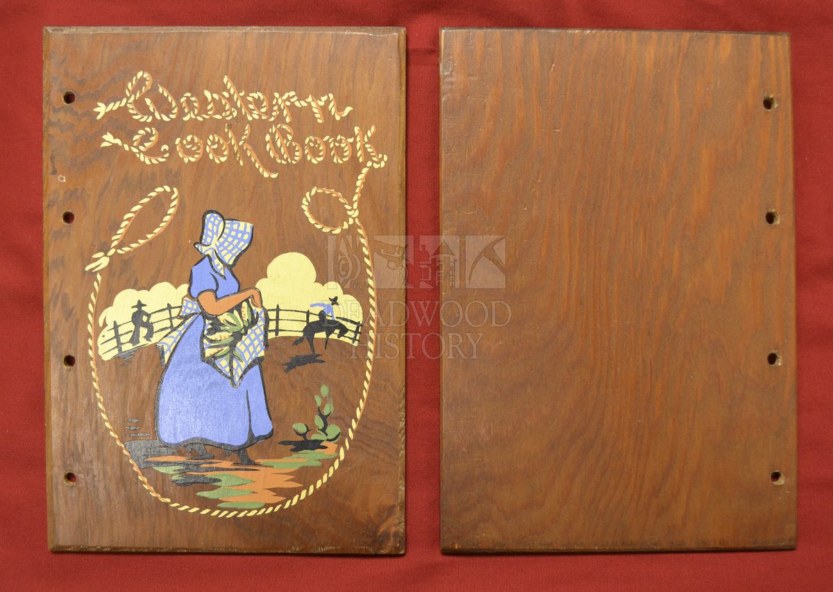 AdamsMuseumHous's tweet photo. These two wood boards form the front and back covers of a Western Cookbook used by Seth Bullock’s wife, Martha. Adams Museum Collection. https://t.co/S7l3nErWQU